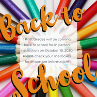 IMPORTANT... In Person Instruction TK-1st Grade