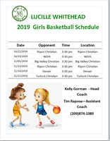 Girls Basketball Schedule