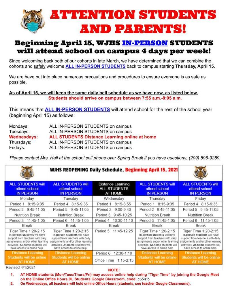 Reopening Schedule English